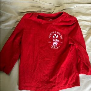 Cat & Jack Red Long Sleeve Tee with Candy Cane Design